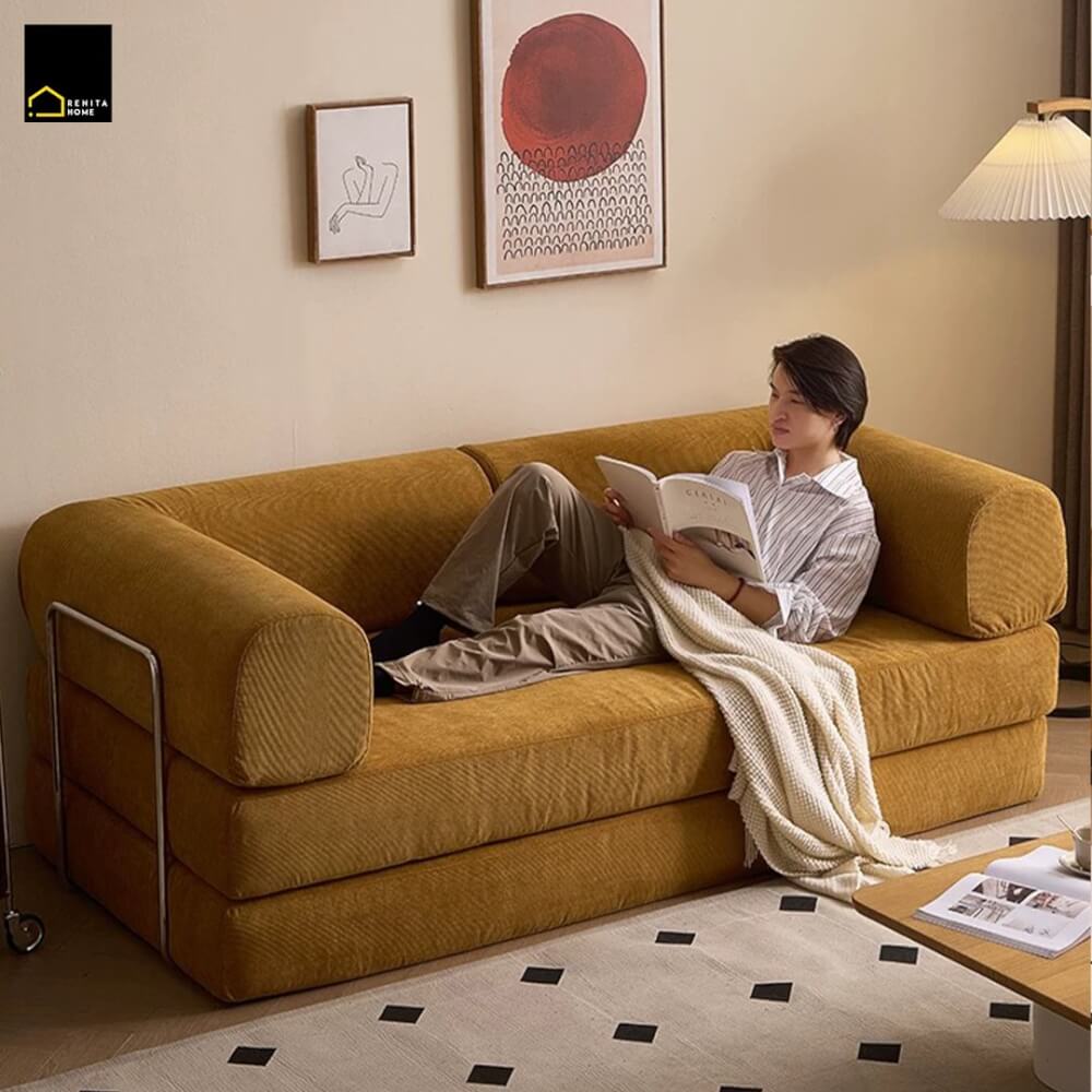 โซฟา RENITA HOME รุ่น LEKO 200x100cm. ผ้าลูกฟูกลอนใหญ่ สีน้ำตาล (608-15)_11